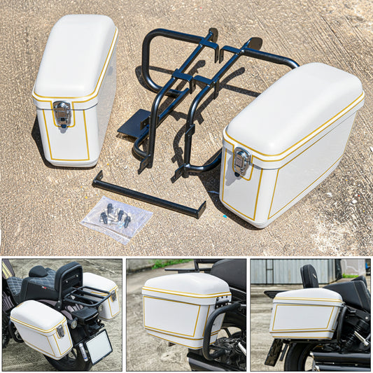 REAR RACK BOX BAG LUGGAGE CARRY LH+RH WHITE FOR HONDA REBEL 300&500 2017-2025