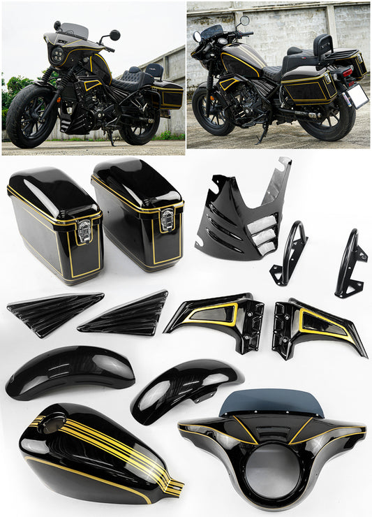 FULL SET OF 8 PIECES BLACK FIT FOR HONDA REBEL CMX 300 2017-2024