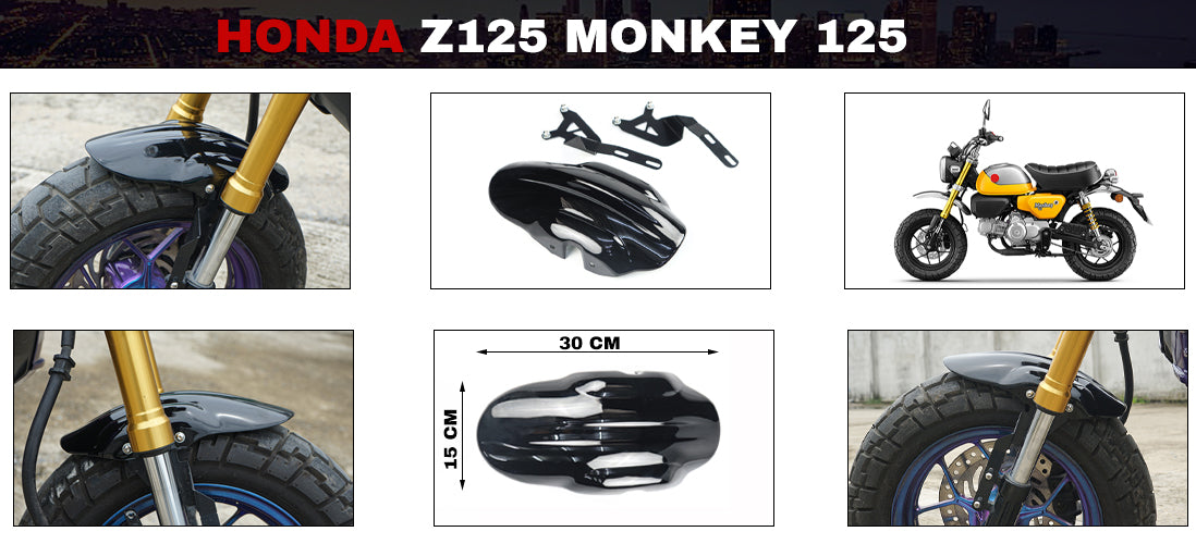 FRONT FENDERS MUDGUARD MAXNUS GLOSS BLACK FIT FOR HONDA MONKEY 125 2018 - 2025