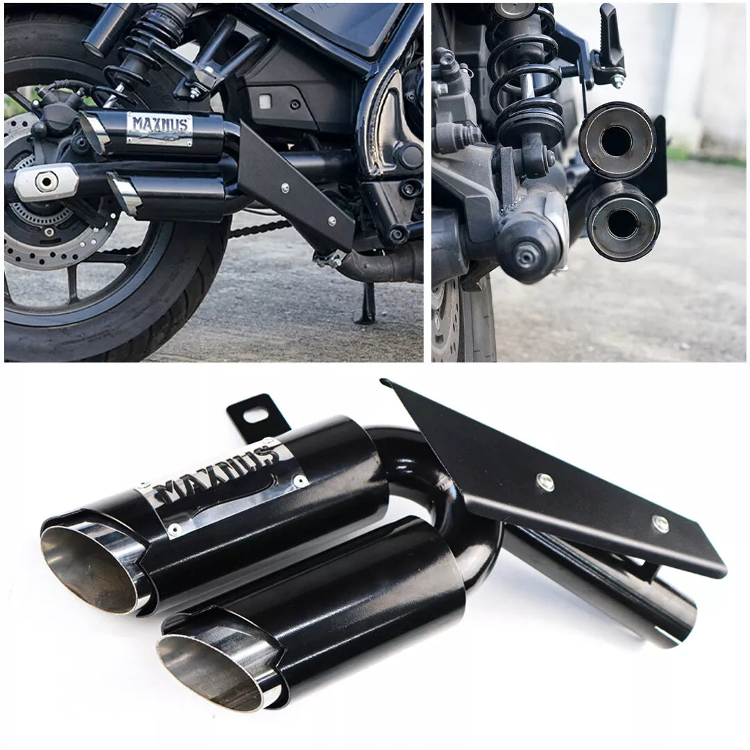 SHORT DOUBLE DUAL EXHAUST PIPE MOUNT SYSTEM MAXNUS HONDA REBEL CMX1100 2021-2025