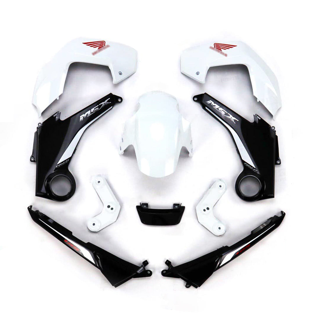 WHITE & BLACK FAIRING SET + DECALS FOR HONDA GROM MSX 125 2012-2015