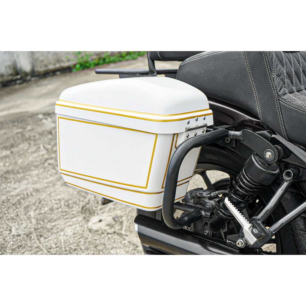 REAR RACK BOX BAG LUGGAGE CARRY LH+RH WHITE FOR HONDA REBEL 300&500 2017-2025