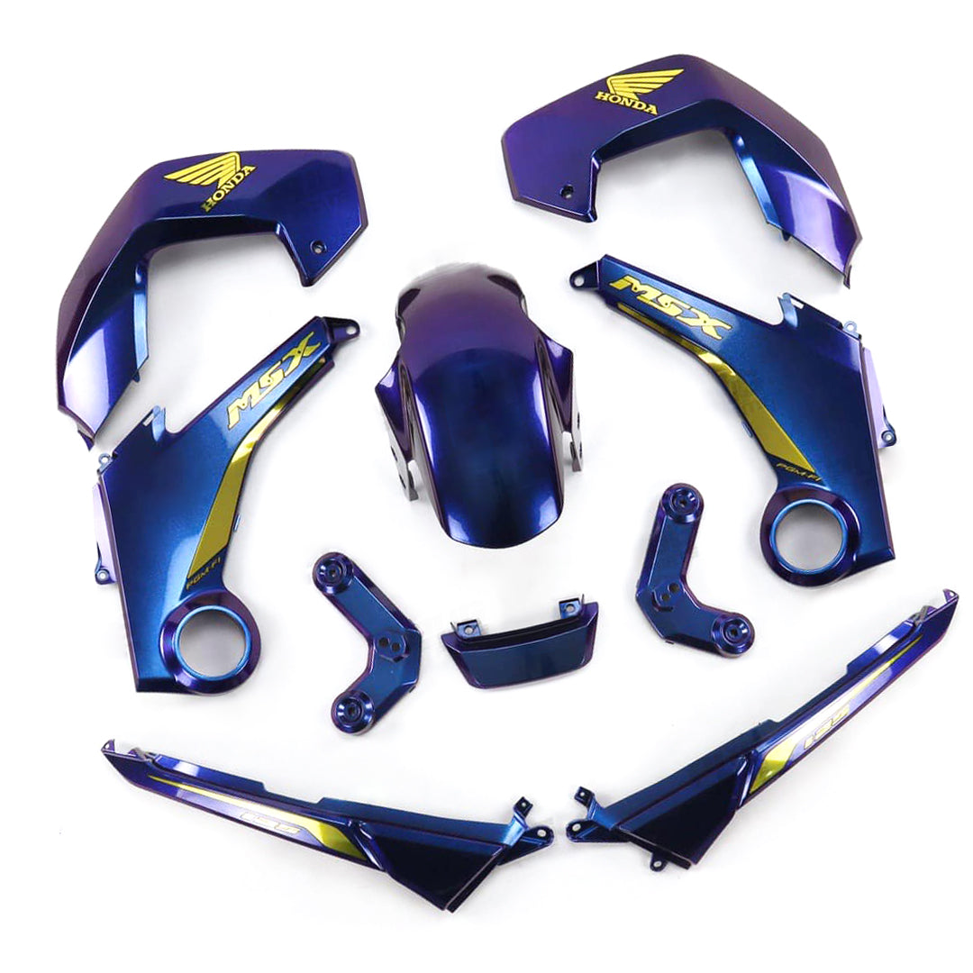 BLUE EFFECT FAIRING SET + DECALS FOR HONDA GROM MSX 125 2012-2015