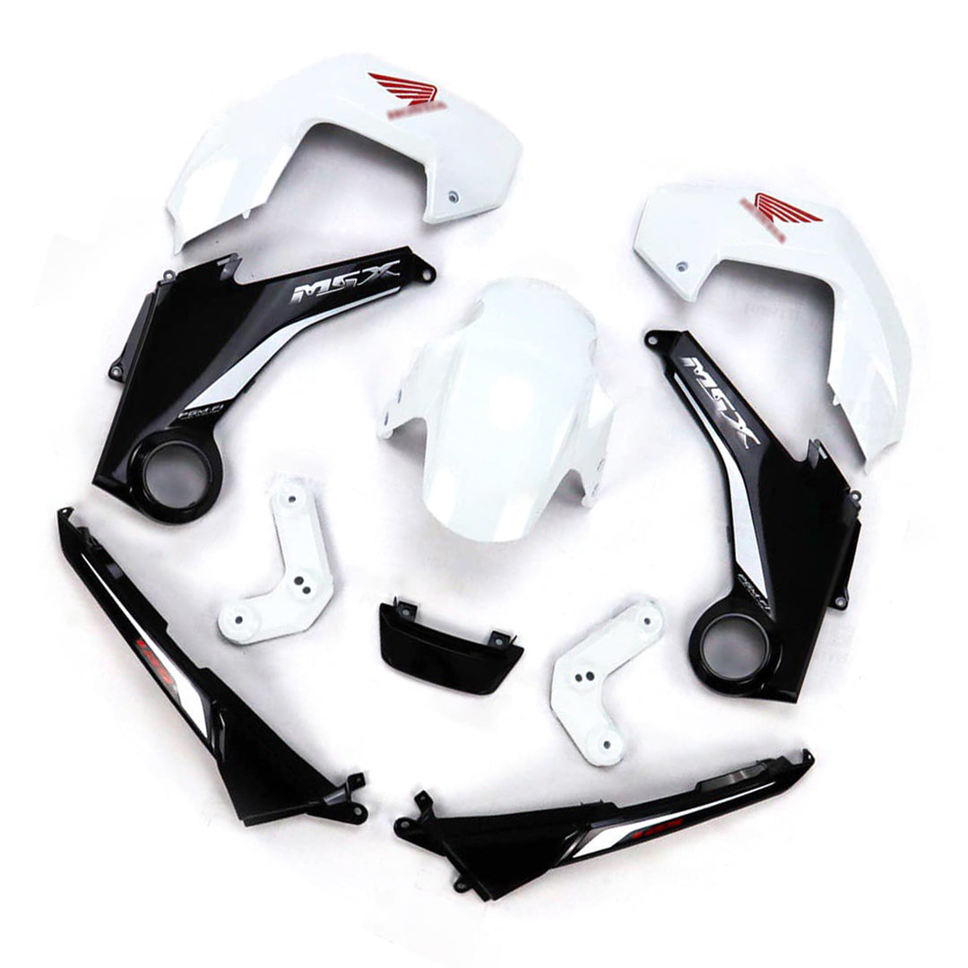 WHITE & BLACK FAIRING SET + DECALS FOR HONDA GROM MSX 125 2012-2015