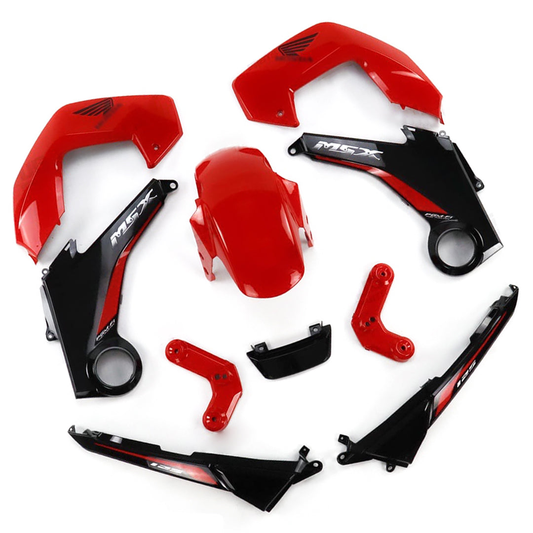 RED & BLACK FAIRING SET + DECALS FOR HONDA GROM MSX 125 2012-2015