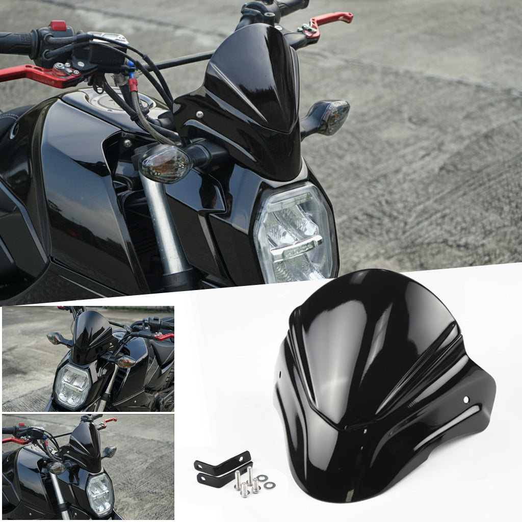 FRONT WINDSHIELD WINDSCREEN MAXNUS V.1 GLOSS BLACK FOR HONDA GROM 125 2021-2024