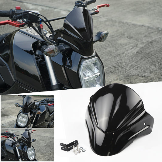 FRONT WINDSHIELD WINDSCREEN MAXNUS V.1 GLOSS BLACK FOR HONDA GROM 125 2021-2024