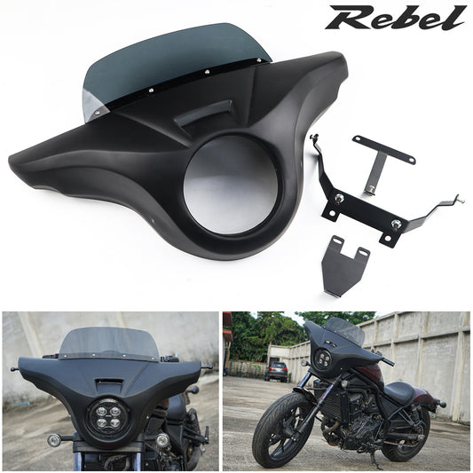 Front Batwing Fairing Windshield Matte Black Honda Rebel 1100 CMX (2021-2025)