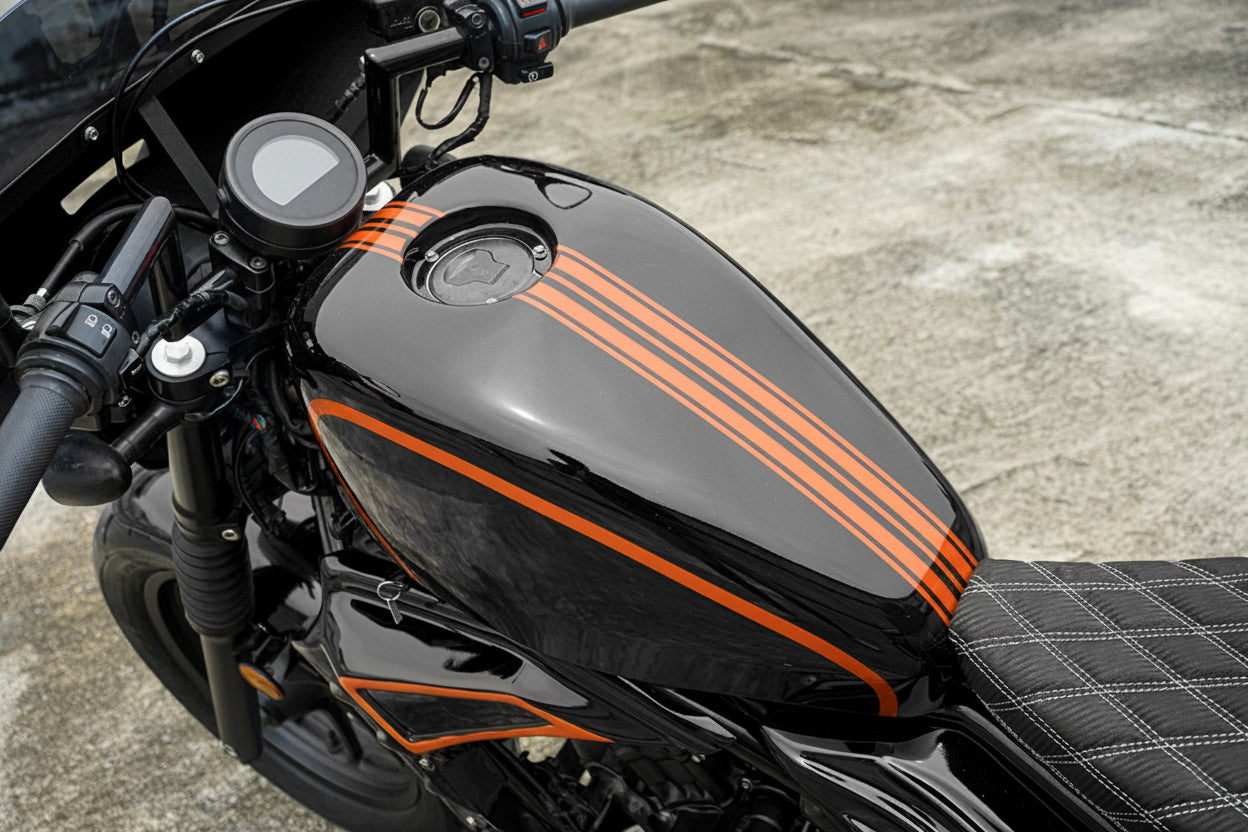 COVER FUEL OIL TANK GLOSS BLACK V.7 FOR HONDA REBEL CMX 300&500 2017-2025